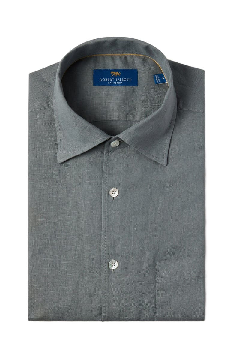 Robert Talbott Morgan Short Sleeve Linen Shirt, Alternate, color, Light Gray
