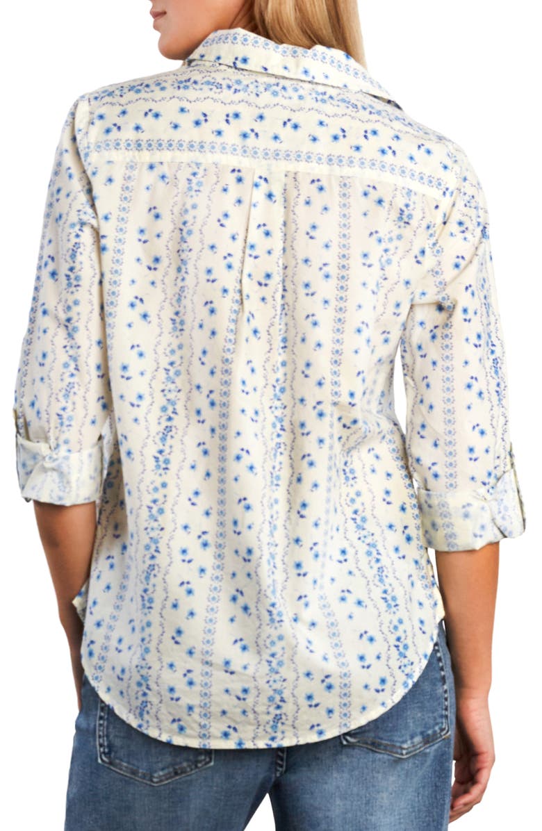 Billy T Cotton Blend Button-Up Shirt, Alternate, color, Blue Floral Wallpaper