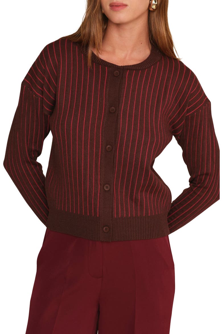 Moe Stripe Cardigan, Main, color, CACAO WITH MALBEC