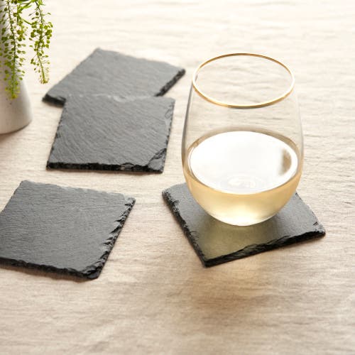 Twine Square Slate Coasters Set Of 4 In Brown