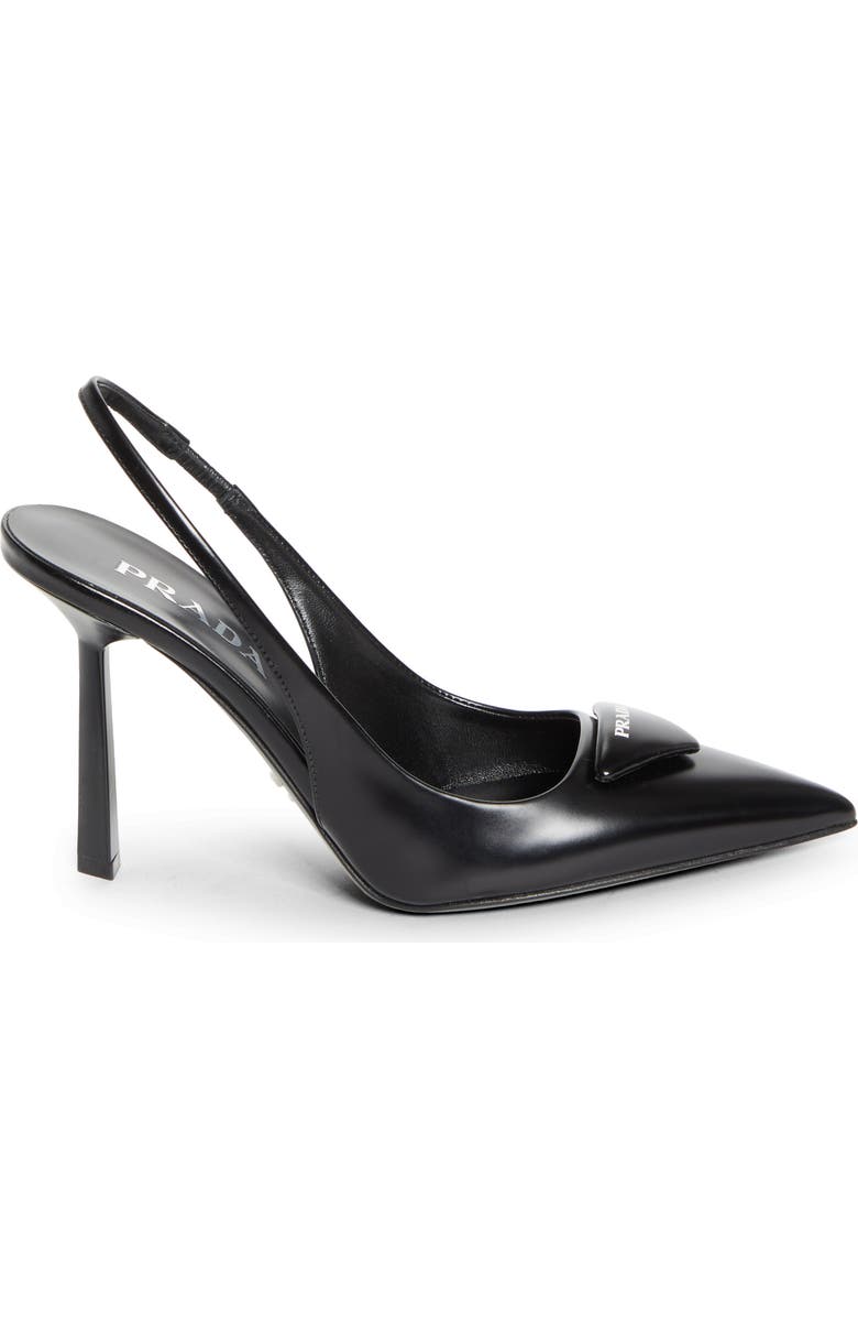 Prada Puffy Logo Slingback Pump, Alternate, color, Nero