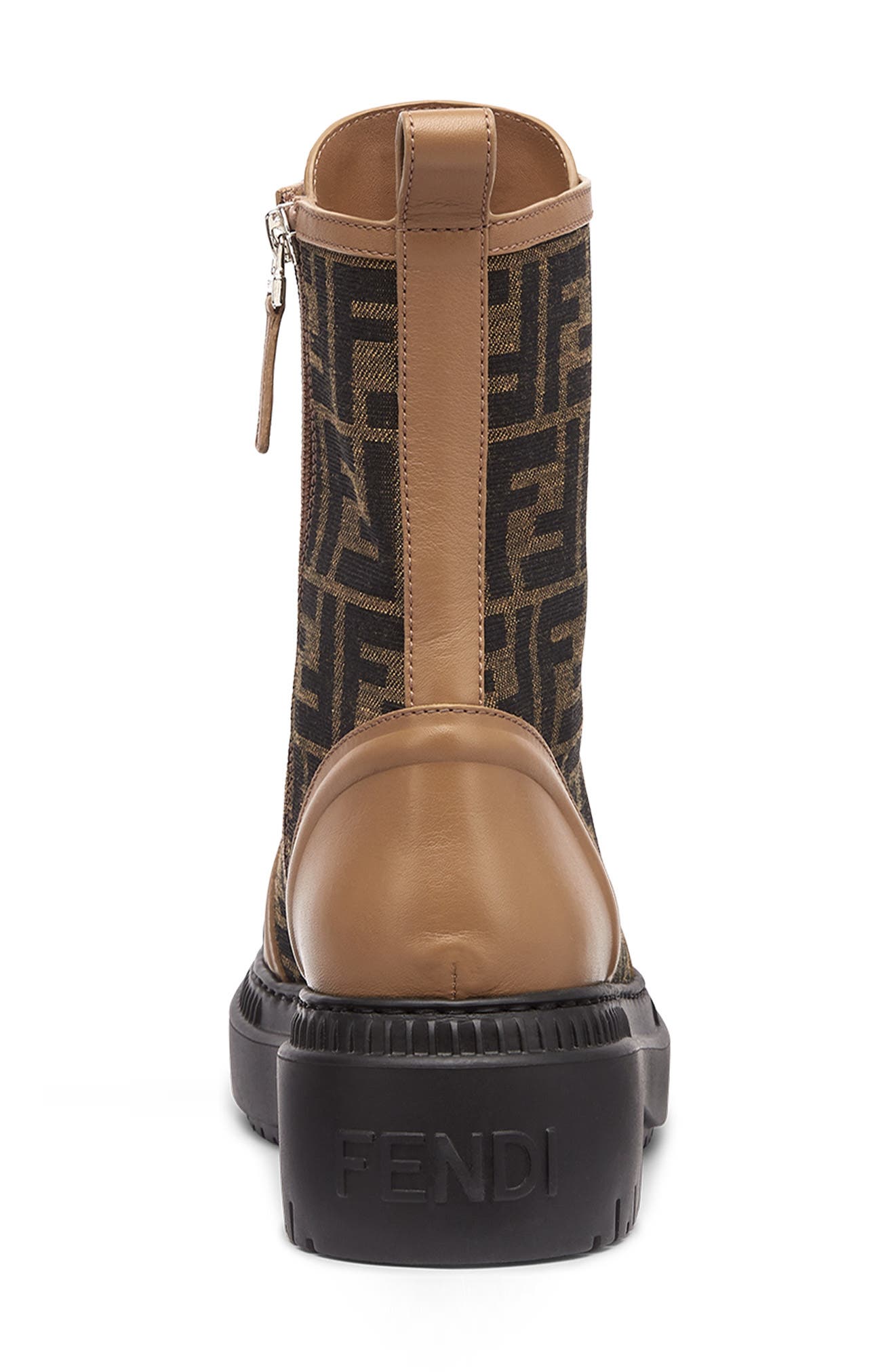 Fendi FF Domino Cap Toe Combat Boot, Alternate, color, Tabacco Nero/ Sand
