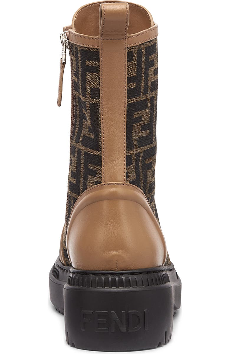 Fendi FF Domino Cap Toe Combat Boot, Alternate, color, Tabacco Nero/ Sand
