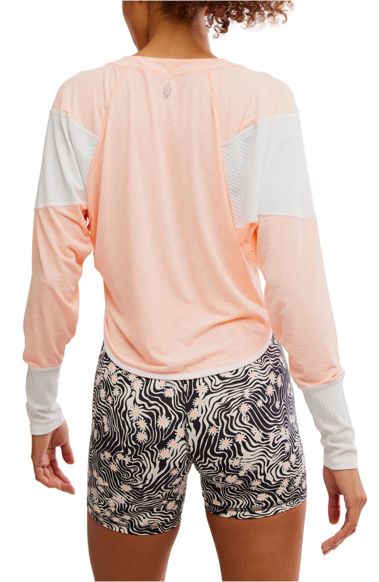 Free People Spotlight Colorblock Long Sleeve Top, Alternate, color, Pastel Peach Combo