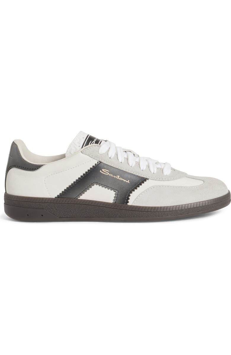 Santoni Leather and Suede DBS Oly Sneaker, Alternate, color, White