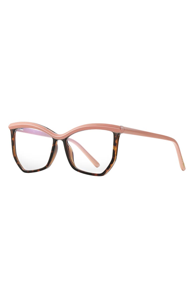 Fifth & Ninth Maggie 54mm Cat Eye Blue Light Blocking Glasses, Alternate, color, Tan Torte