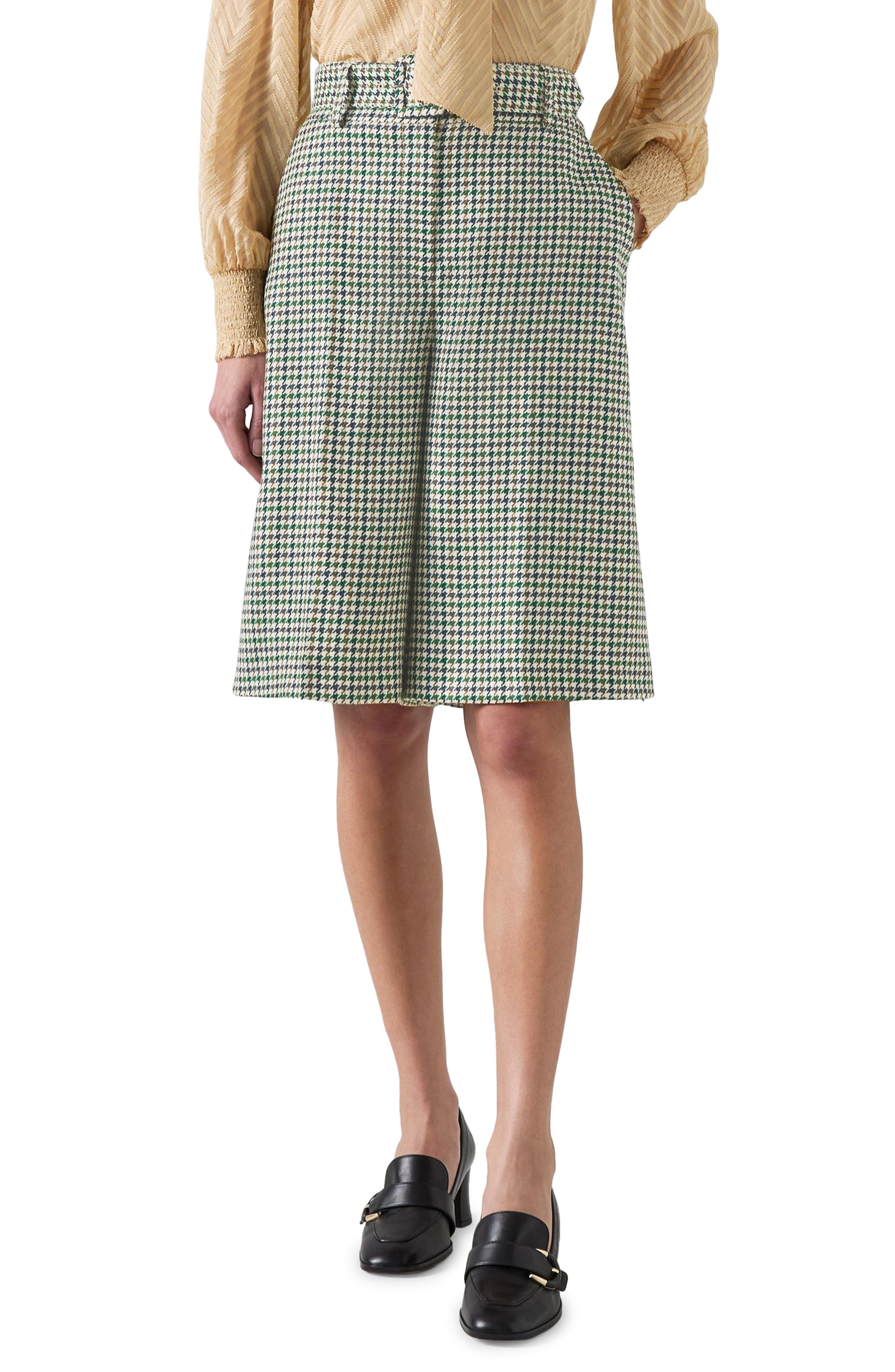 LK Bennett Daphne Belted Houndstooth Wool Bermuda Shorts