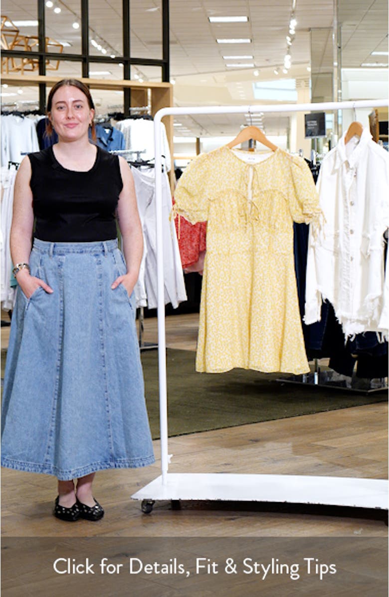 Print Puff Sleeve Tie Front Dress, sales video thumbnail