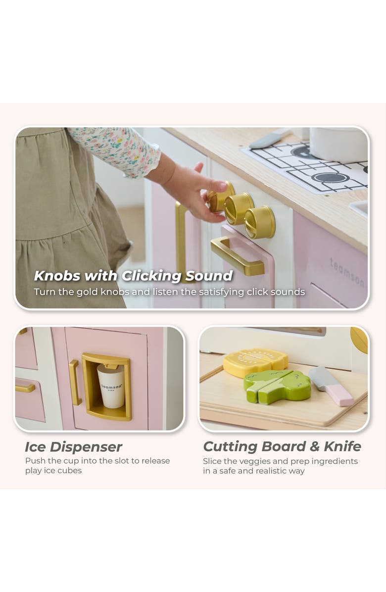 Teamson Kids Little Chef Hampton Play Kitchen & Accessories, Alternate, color, Pink