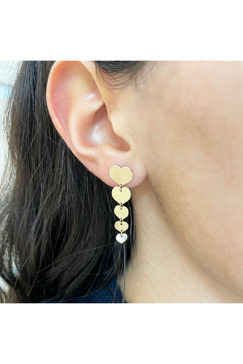 Gold Graduating Heart Dangle Earrings, Alternate, color, Yellow Gold