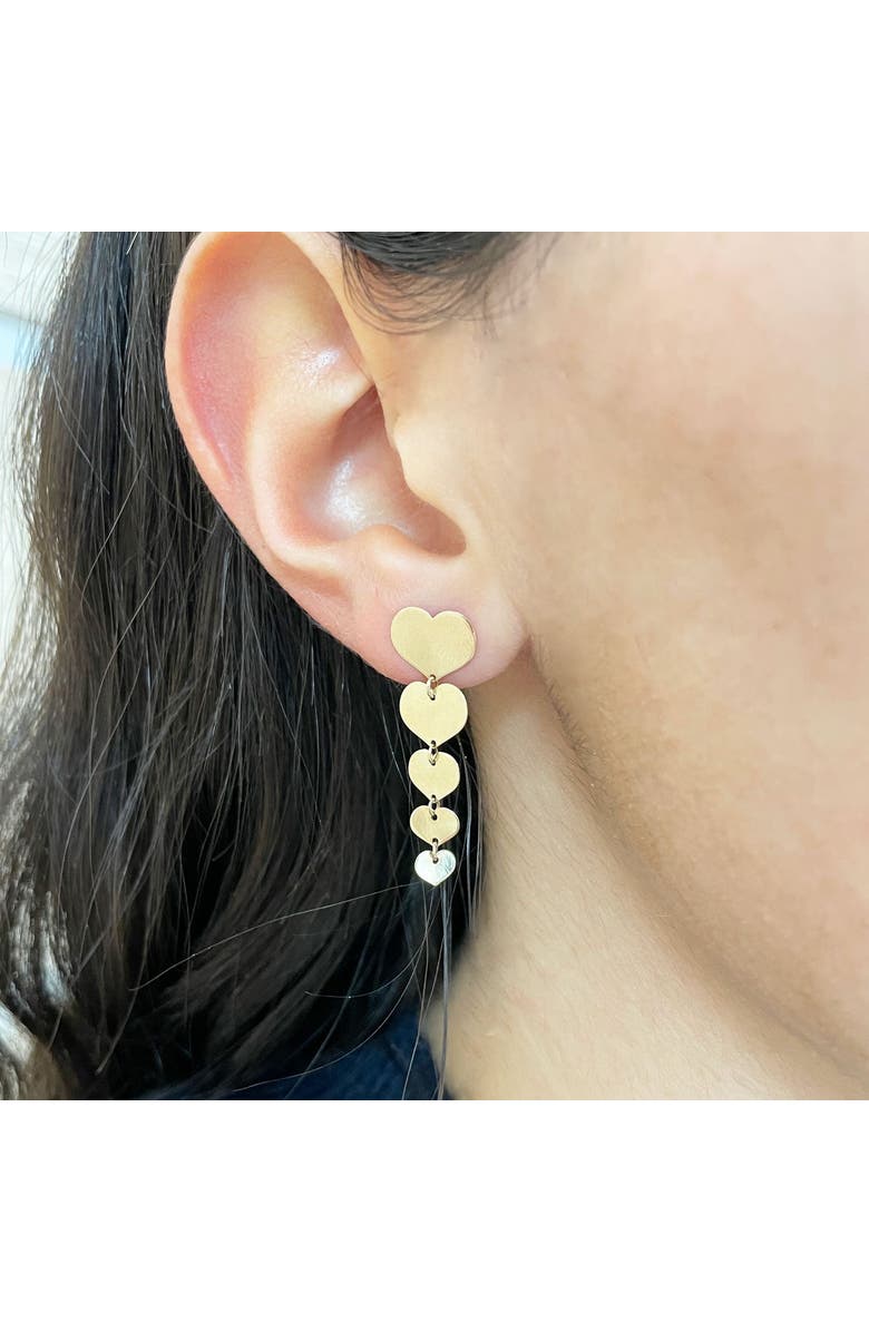 The Lovery Fine Jewelry Gold Graduating Heart Dangle Earrings, Alternate, color, Yellow Gold