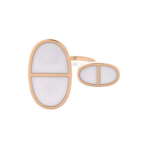 Chaine d'Ancre Verso Ring 18K Rose Gold with Ceramic Very Large