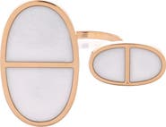 Pre-Owned Hermes Chaine d'Ancre Verso Ring 18K Rose Gold with Ceramic Very Large