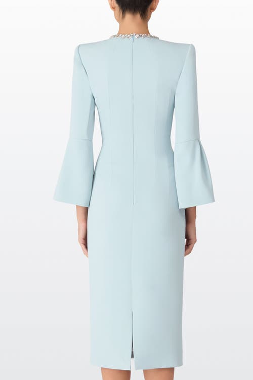 Jenny Packham Margoni Bell-sleeve Embellished Midi Dress In Blue