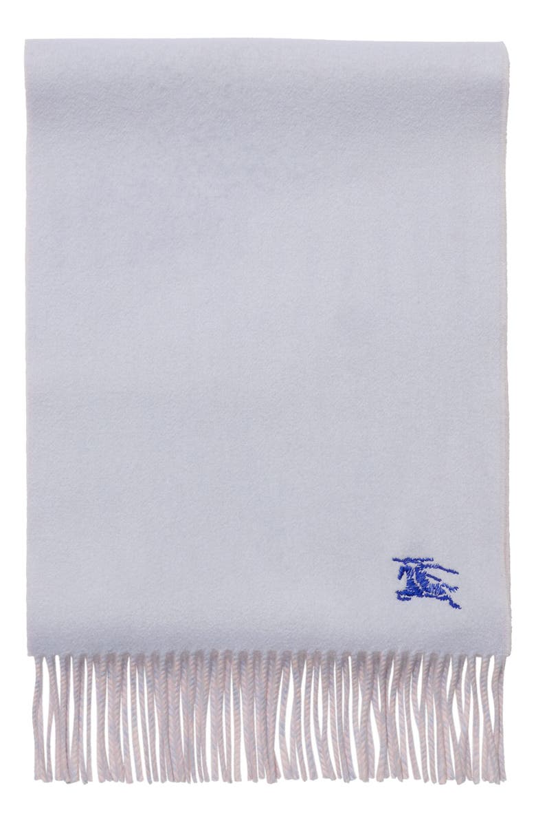 Burberry Embroidered EKD Reversible Cashmere Scarf, Alternate, color, Mist Blue/ Sugar Pink