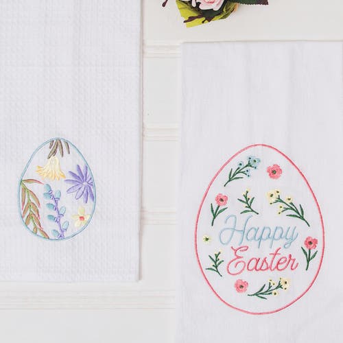 C & F Home C&f Home Floral & Vine Easter Egg Kitchen And Bathroom Embroidered Waffle Hand Towel In Blue