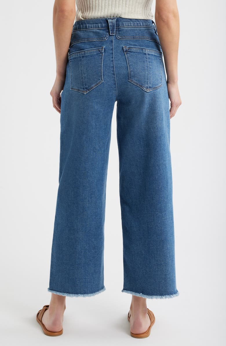 Wit & Wisdom Wyatt Skyrise Frayed High Waist Ankle Wide Leg Jeans, Alternate, color, Mid Blue