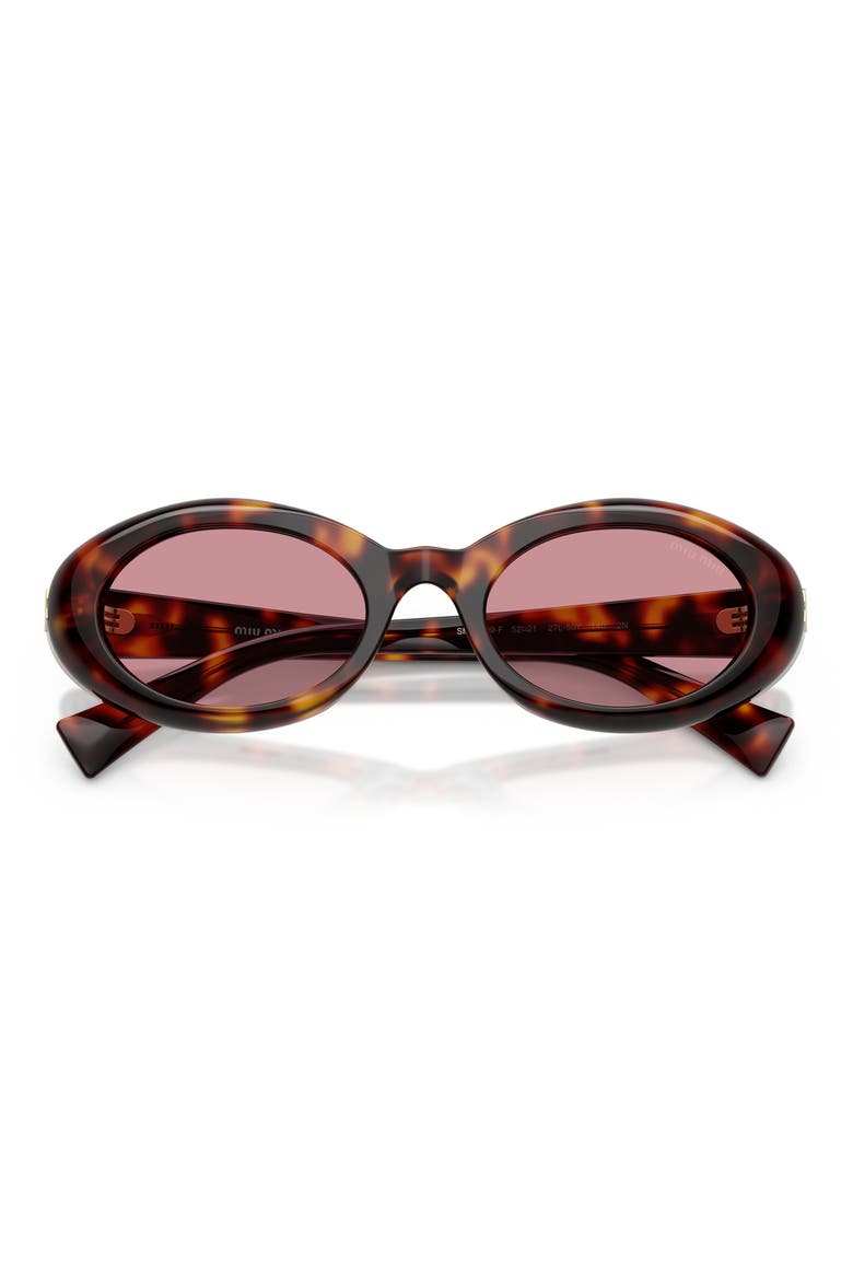 52mm Oval Sunglasses, Alternate, color, HAVANA / PINK