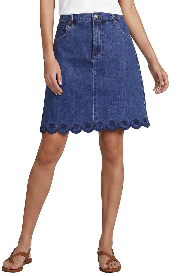 Soft Denim Classic 5 Pocket Above the Knee Skirt, Main, color, Crawford Wash