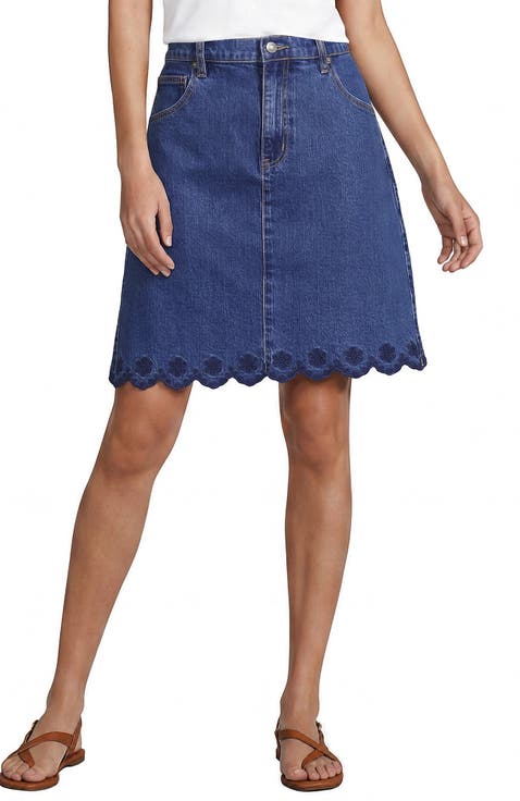 Soft Denim Classic 5 Pocket Above the Knee Skirt