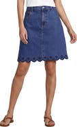 Lands' End Soft Denim Classic 5 Pocket Above the Knee Skirt