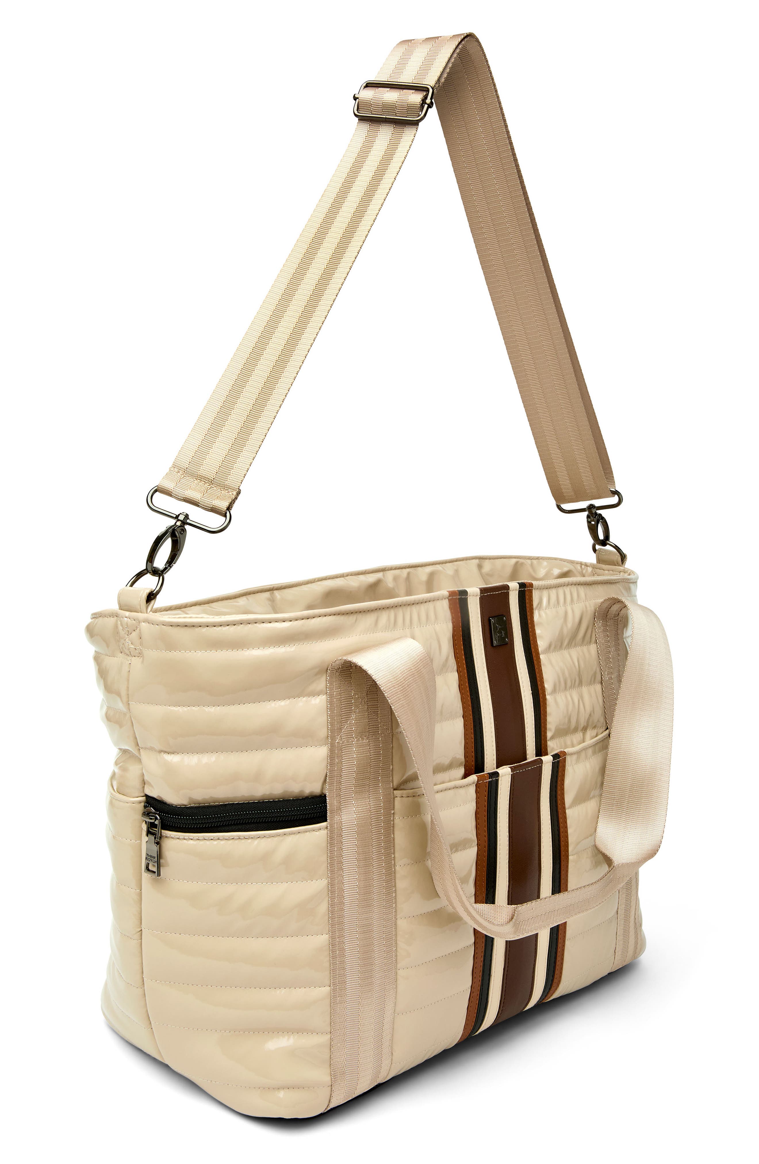 THINK ROYLN Jetset Wingman Tote, Alternate, color, Blonde Patent/ Colorblock