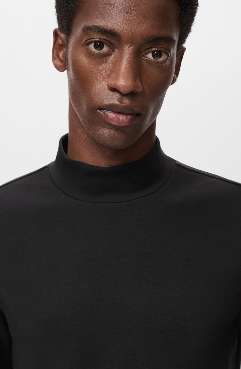 MANGO Slim Fit Long Sleeve Mock Neck Thermolite<sup>®</sup> T-Shirt, Alternate, color, Black