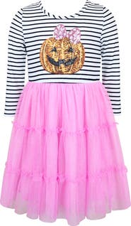 Zunie Kids' Sequin Pumpkin Tutu Dress
