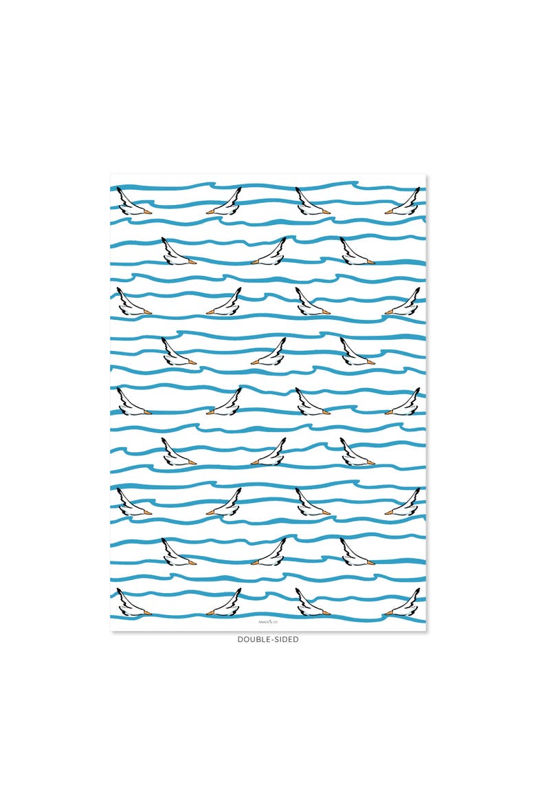 Eight Sheets Two-Sided "Seagulls" & "Sails Up" Heavyweight Gift Wrap, Alternate, color, Multicolored