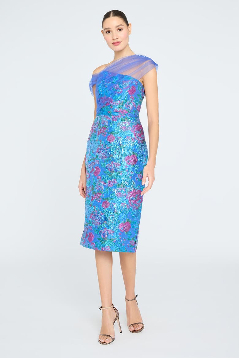 Jaylen Draped Shawl Dress, Alternate, color, Blue
