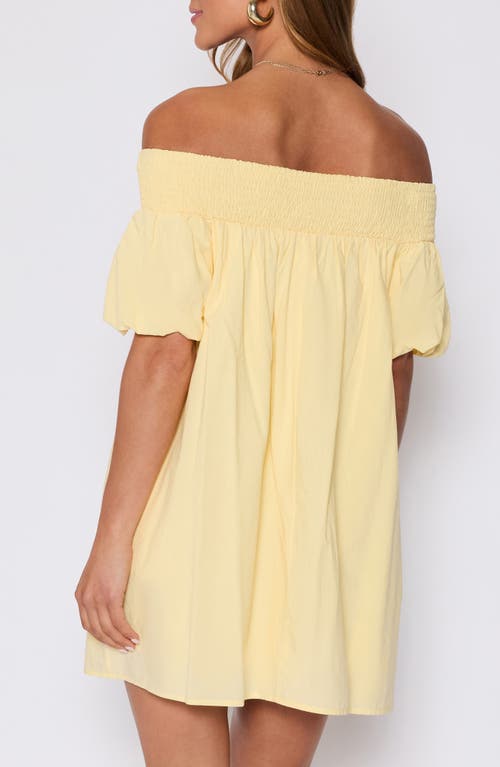Vici Collection Lydia Smocked Off The Shoulder Cotton Minidress In Yellow