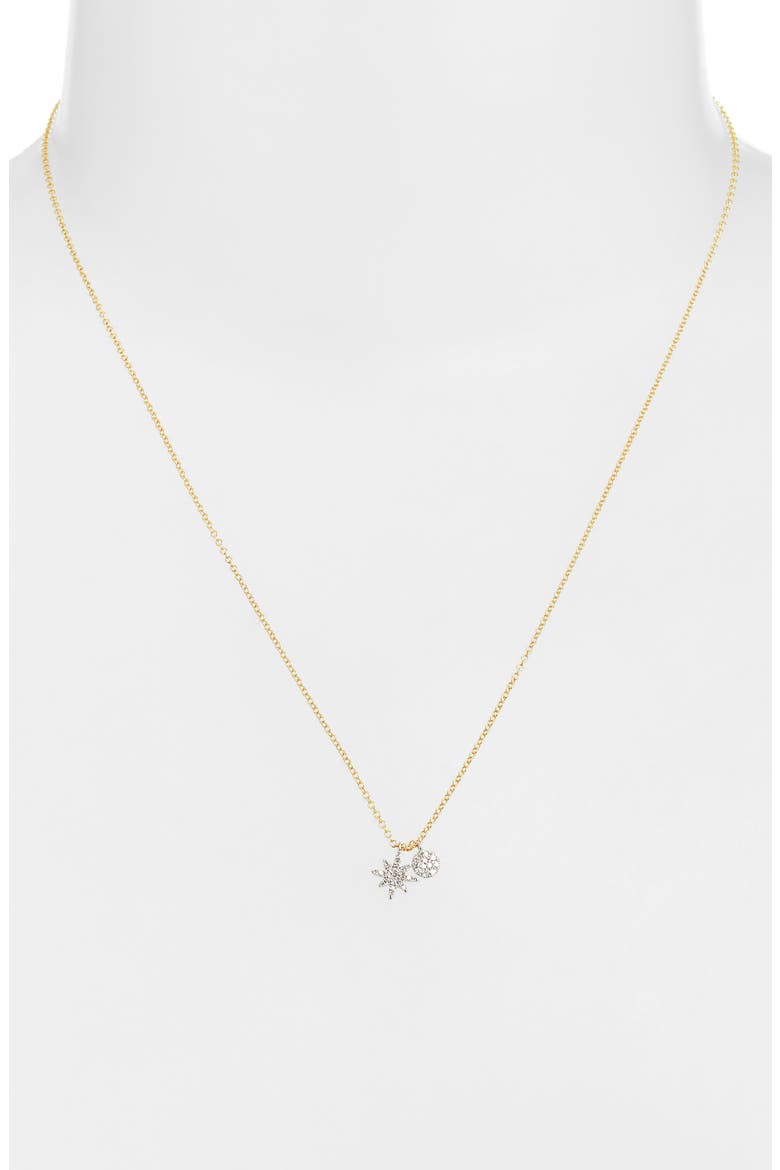 Dual Diamond Pendant Necklace, Alternate, color, TWO TONED YELLOW GOLD