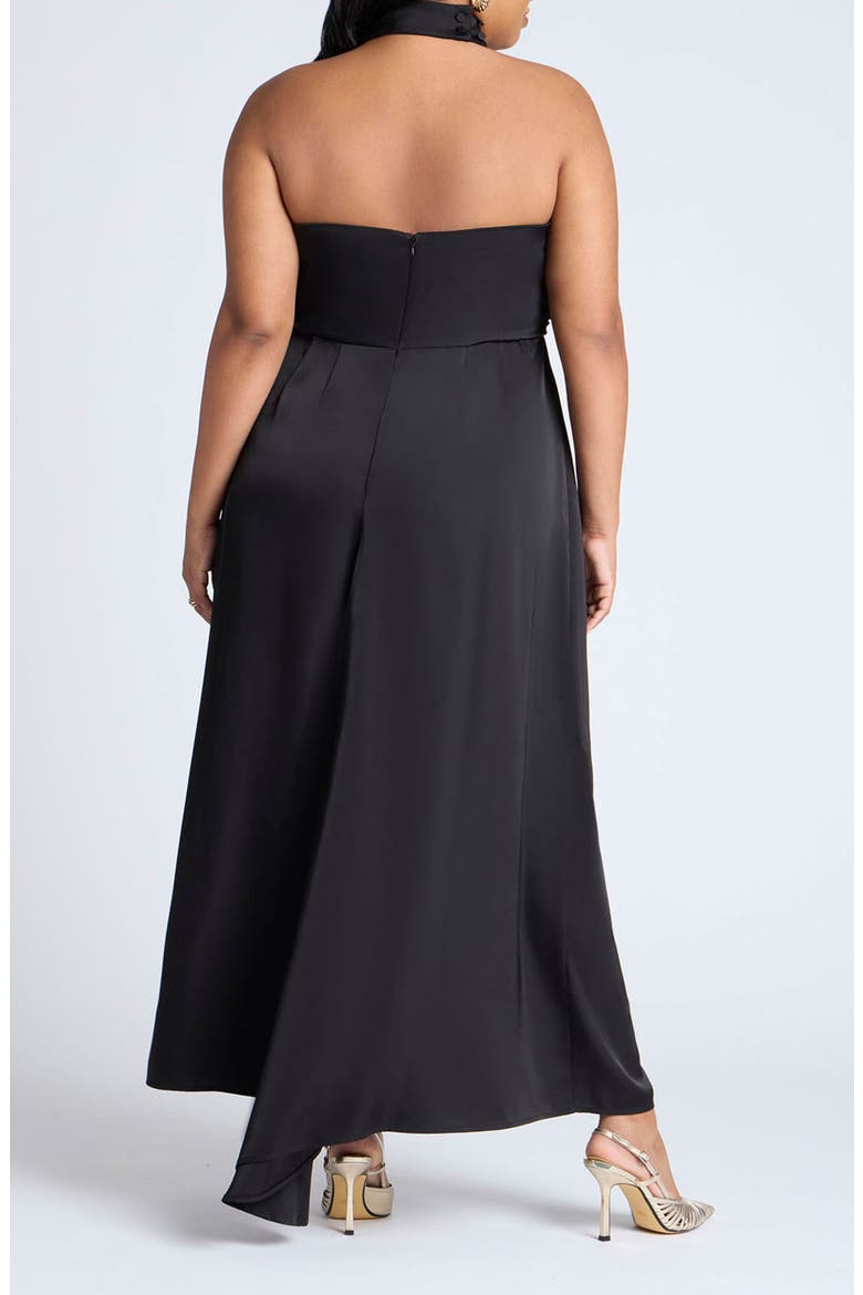 Halter Neck Satin Maxi Dress, Alternate, color, BLACK ONYX