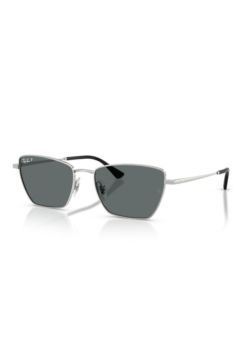 53mm Polarized Irregular Sunglasses, Alternate, color, SILVER / DARK GREY POLAR