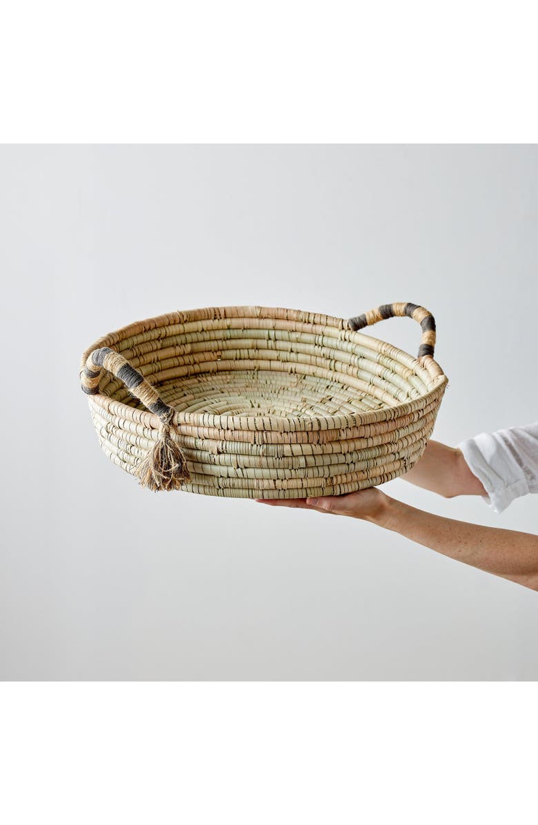 kanju Interiors Natural Banded Betty Tray with Tassel, Main, color, Natural - Large