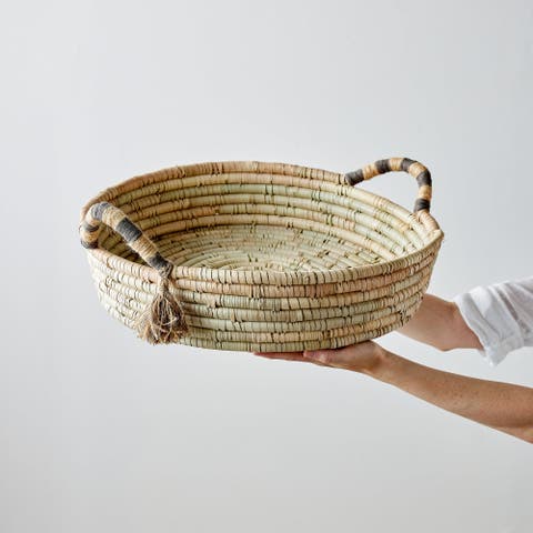 Natural Banded Betty Tray with Tassel