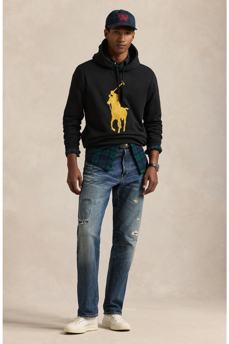 Big Pony Fleece Hoodie, Alternate, color, POLO BLACK