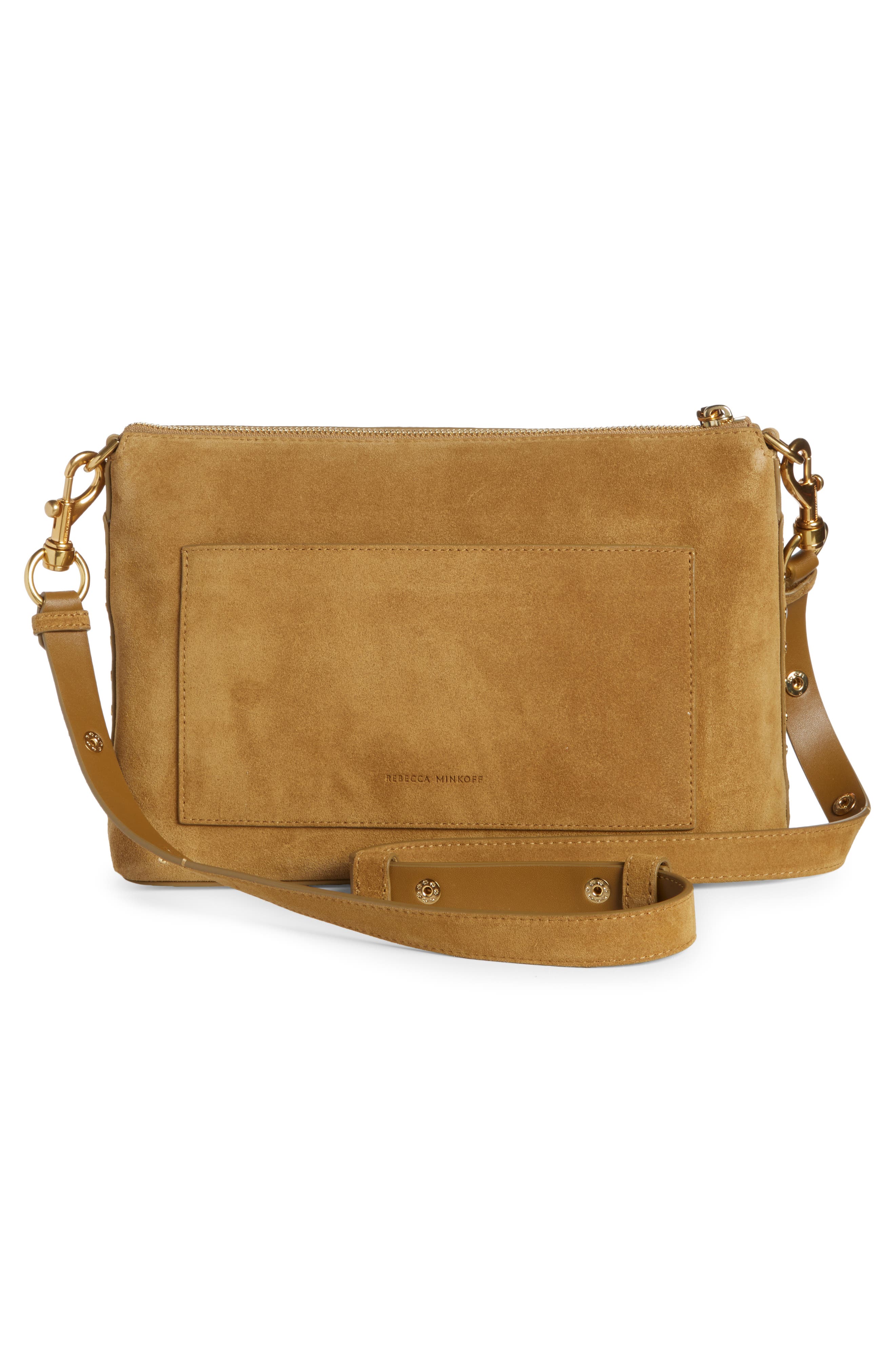 Rebecca Minkoff Darren Leather Shoulder Bag, Alternate, color, Honey
