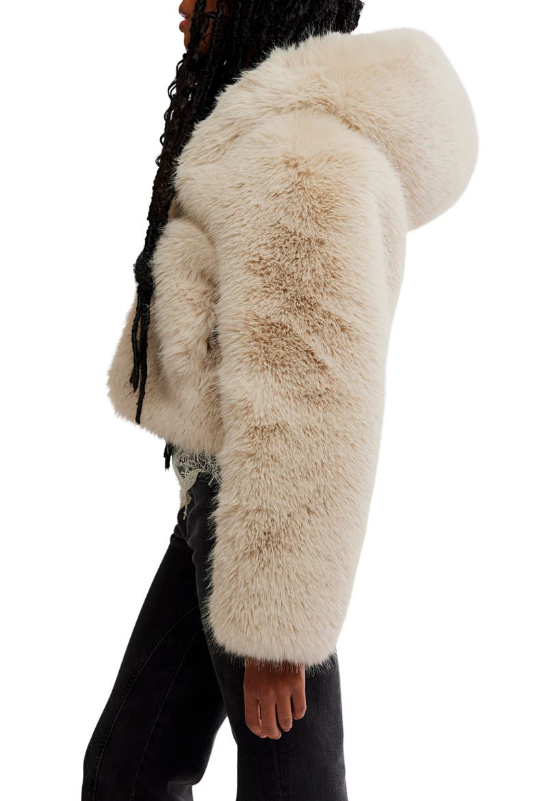 Louder Please Hooded Faux Fur Jacket, Alternate, color, IVORY