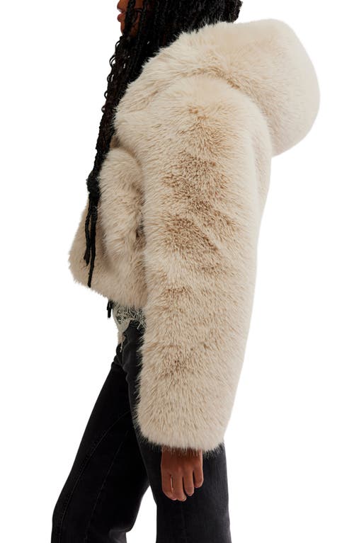 Free People Louder Please Hooded Faux Fur Jacket In Multi
