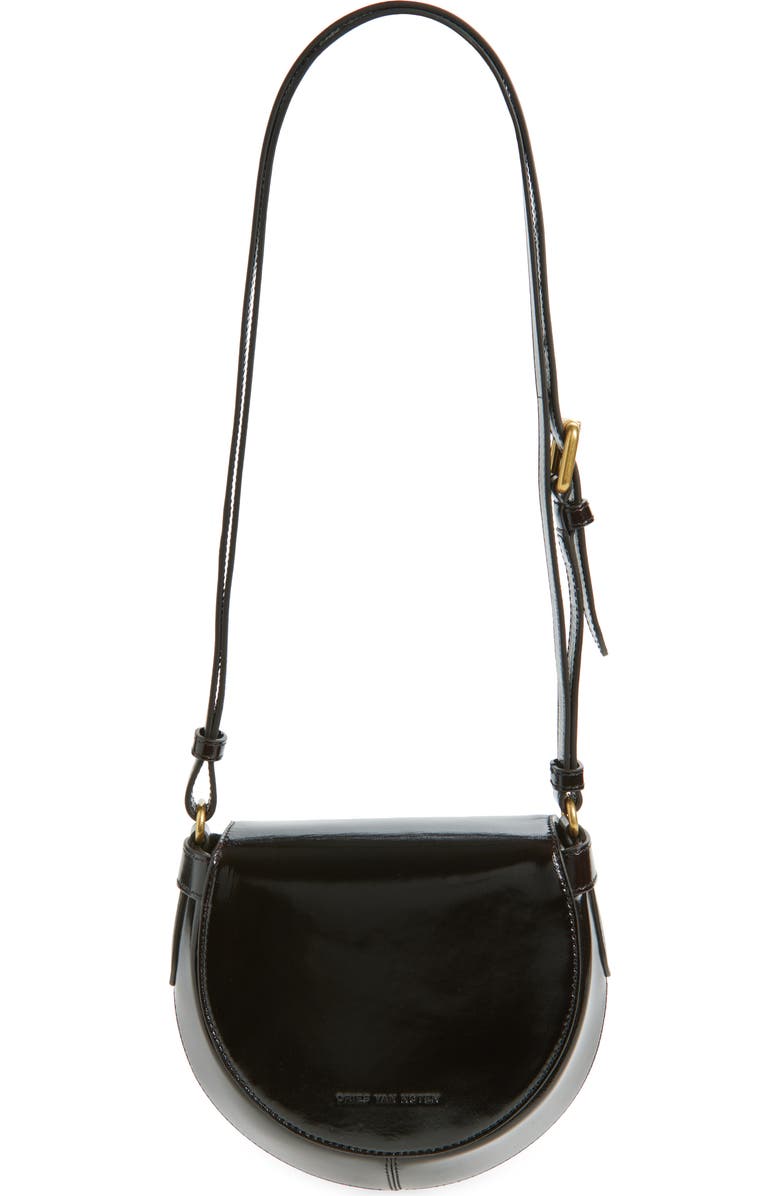 Dries Van Noten Arc Patent Leather Crossbody Bag, Alternate, color, Dark Brown 704