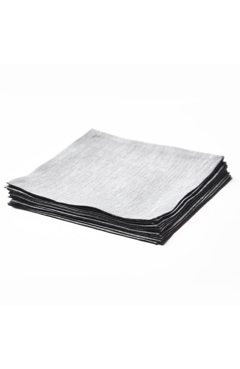 Solino Home Linen Cocktail Napkins - Athena, 6" x 6", Alternate, color, Oyster Grey