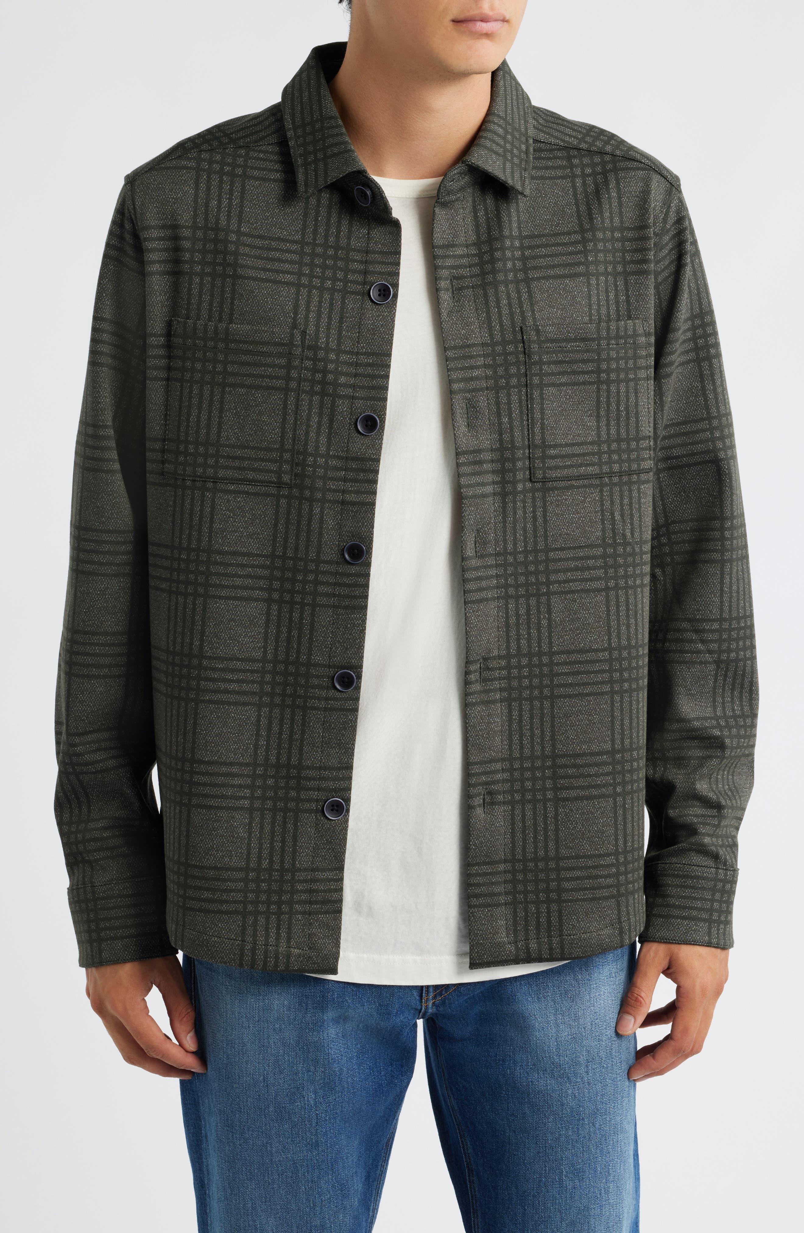 Robert Barakett Upton Plaid Double Knit Overshirt