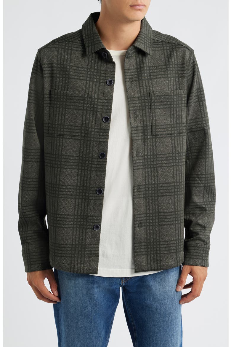 Upton Plaid Double Knit Overshirt, Main, color, OLIVE