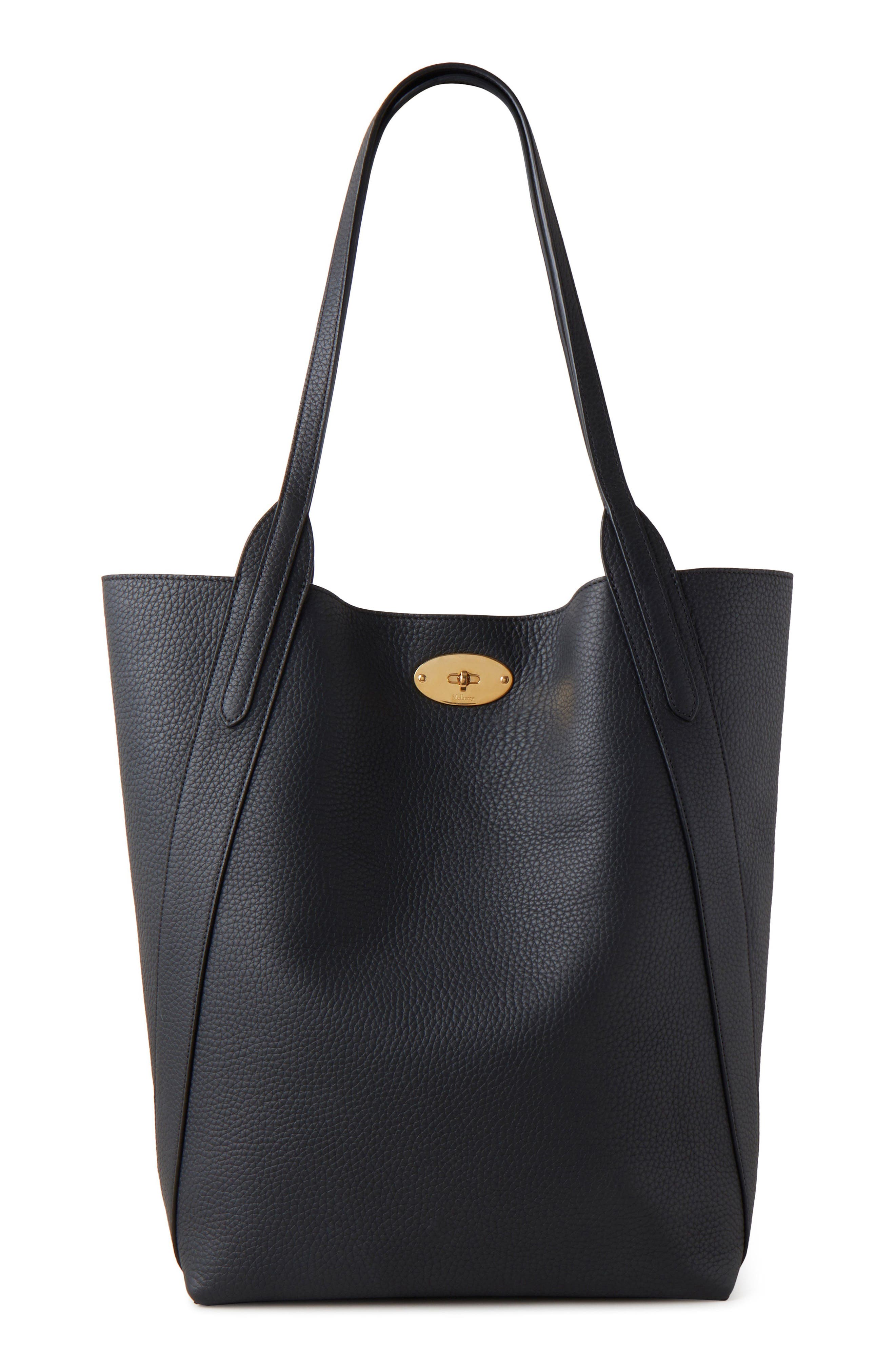 Mulberry North/South Bayswater Leather Tote, Main, color, Black