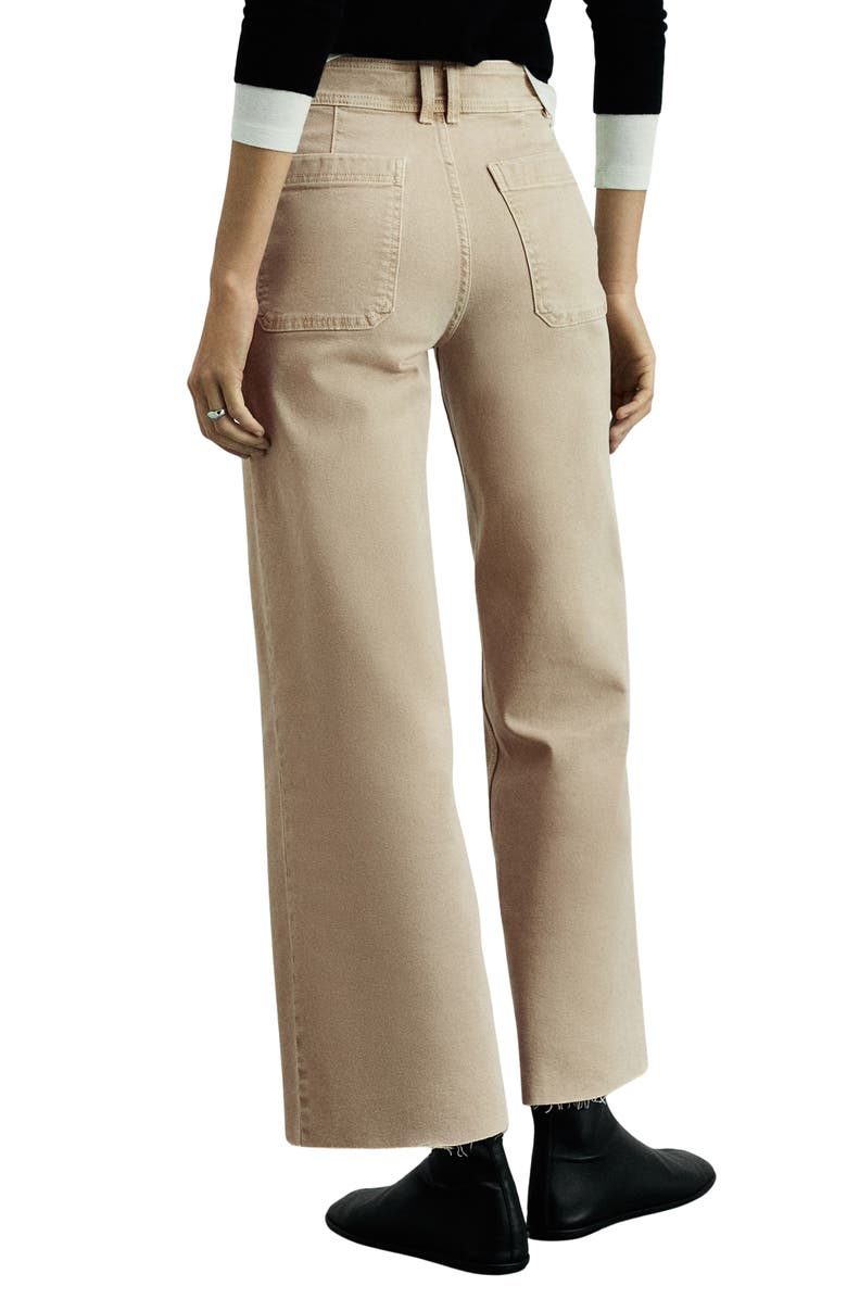 MANGO High Waist Stretch Twill Pants, Alternate, color, Sand