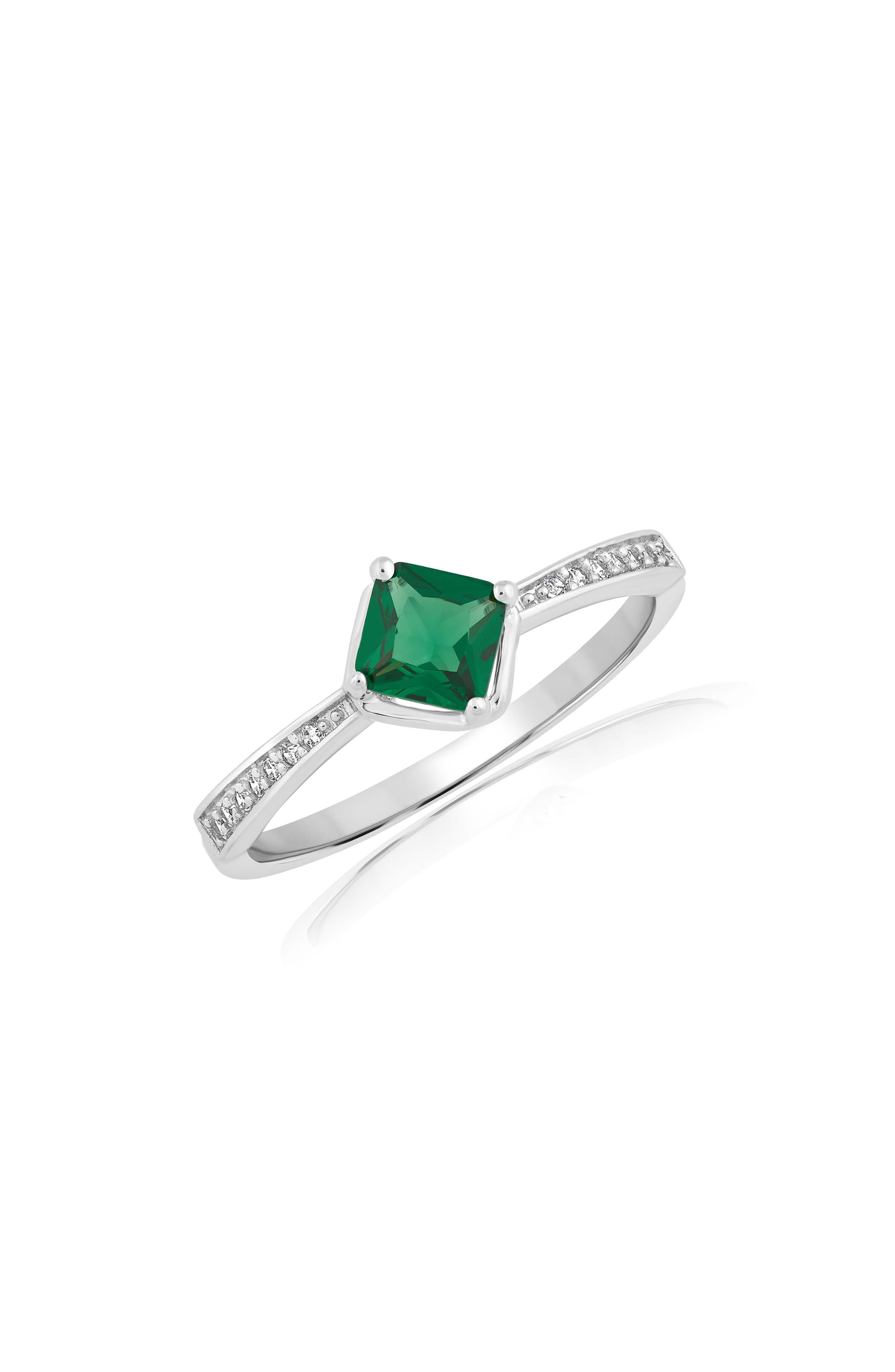 Simulated Sapphire & Cubic Zirconia Ring