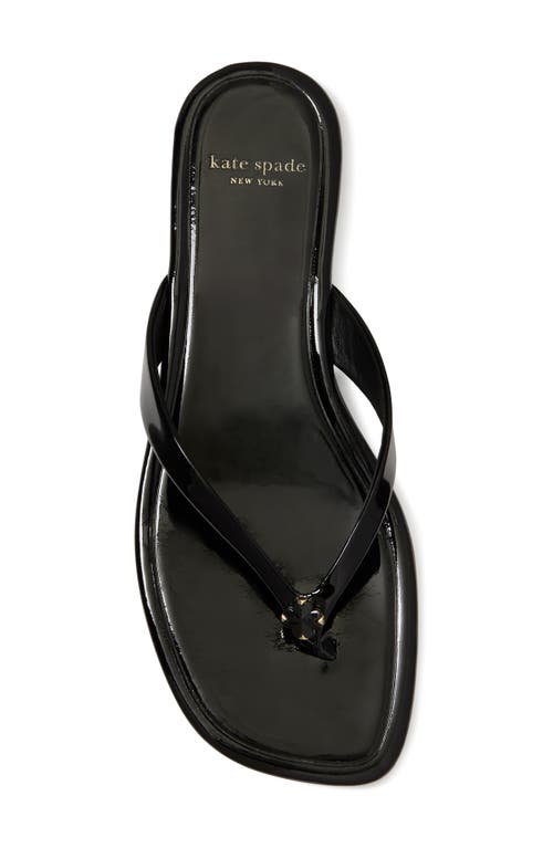 Kate Spade New York Spade Flower Patent Leather Flip Flop In Black