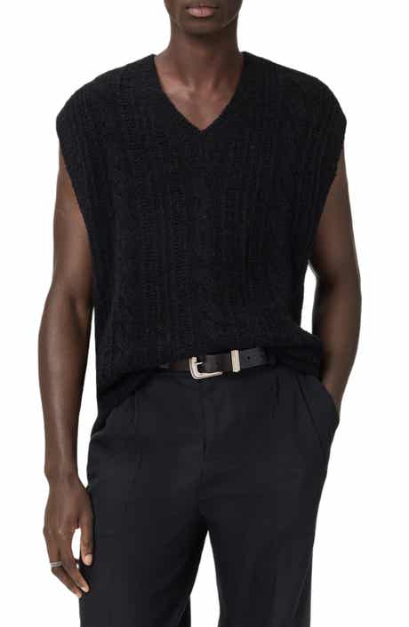 AllSaints Josif Cable Wool Blend Sweater Vest