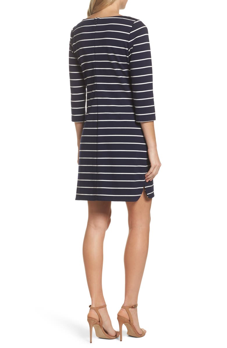 Eliza J Stripe Flower Detail Shift Dress, Alternate, color, 